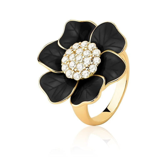 Ring Beautiful Black Flower